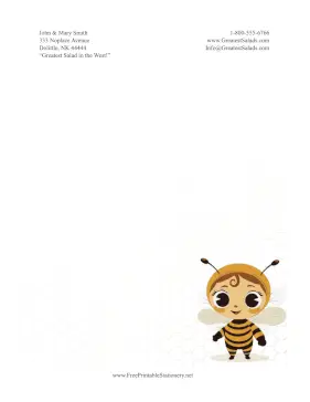 Cute Honeybee stationery design